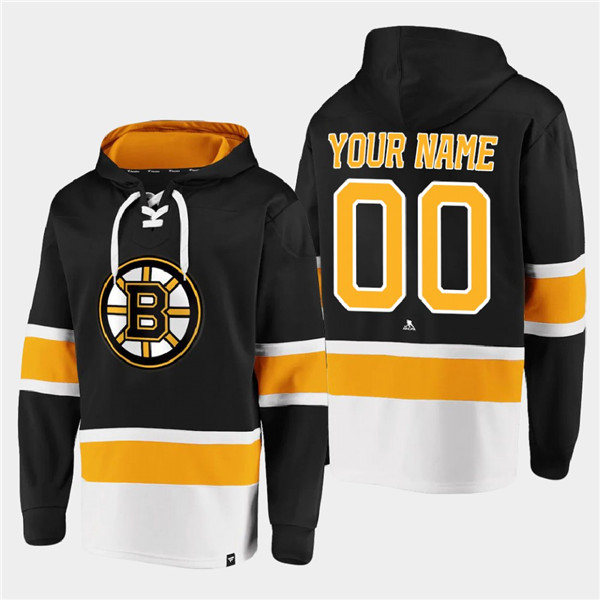 Men's Black Boston Bruins Active Player Custom All Stitched Sweatshirt Hoodie